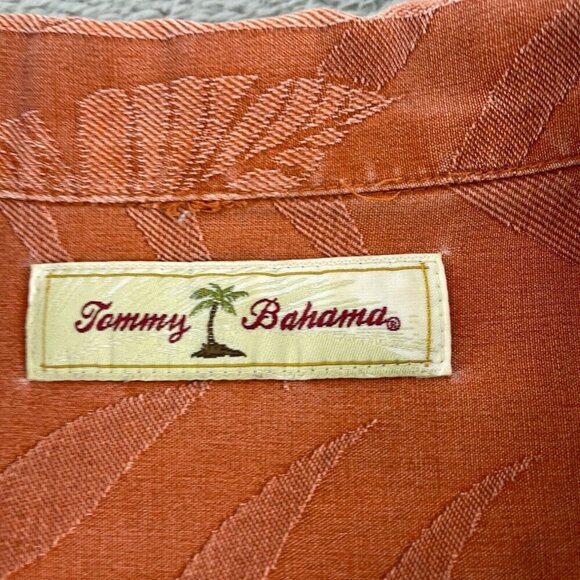 Tommy Bahama XL Hawaiian Camp Shirt Mens 100% Silk Floral Orange 4750 - Picture 2 of 8
